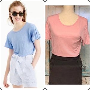 JCREW Linen Flutter Pink Short Sleeve Tee SZ Small. EUC / NWOT